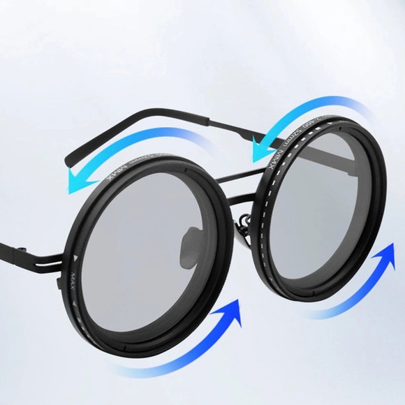 Steampunk Style Adjustable Tint Polarized Round Men Sunglasses, All Black - Picture 6 of 7